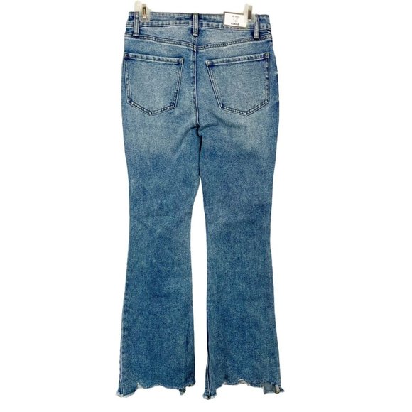 Tinseltown NEW Hi-Rise Flare Jeans Light Wash Denim Chewed Hem - Size 5/27 - Picture 2 of 8